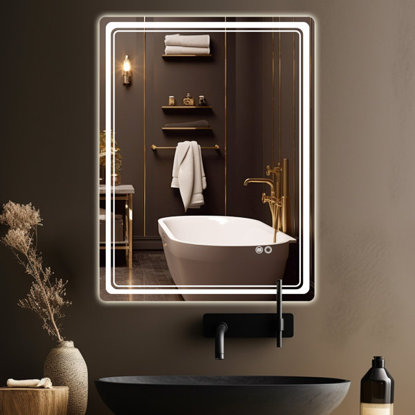 Wrought Studio Dibbrun Frameless Lighted Bathroom Mirror & Reviews